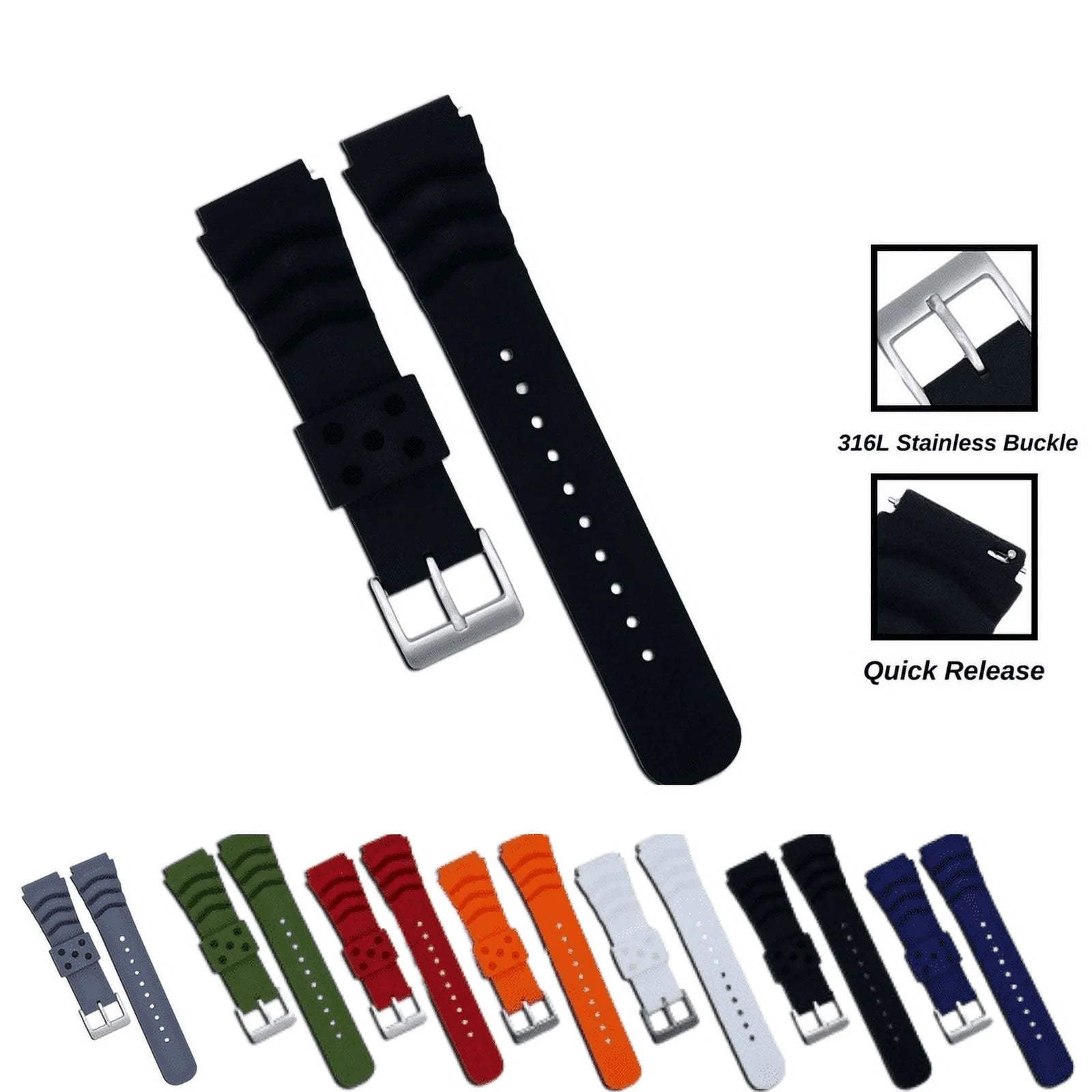 Silicone Watch Strap Compatible with Smartwatches and Traditional Watches - Alain Carnet Watch