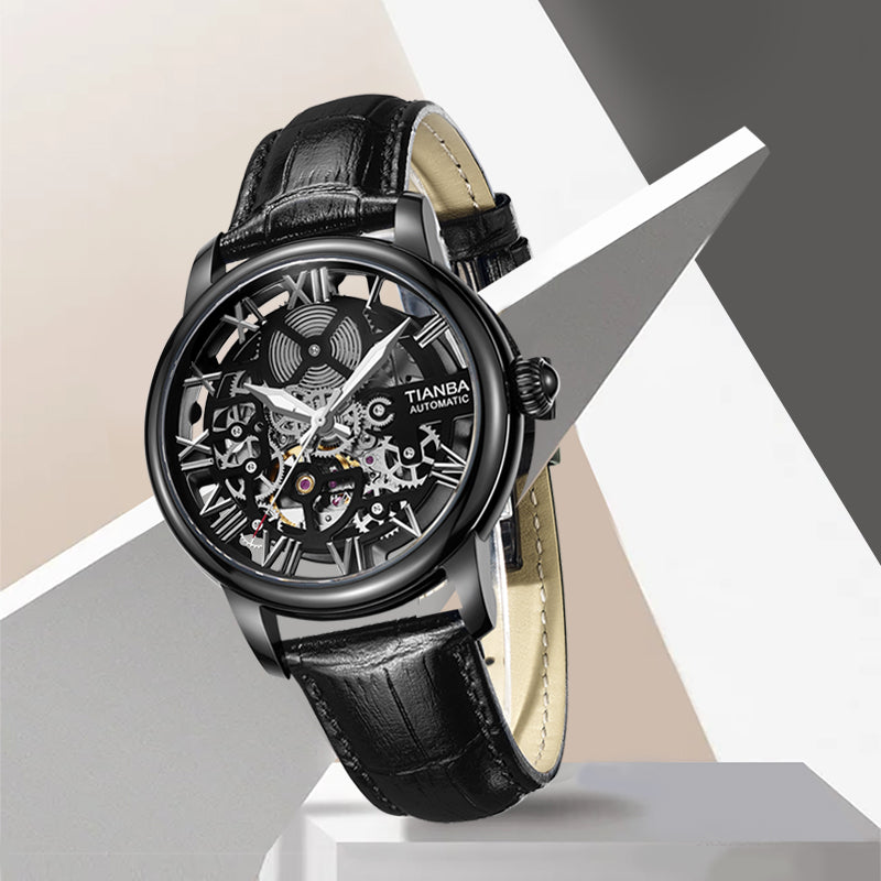 Skeleton Mechanical Watches for Men Exposed Gear Movement - Alain Carnet Watch