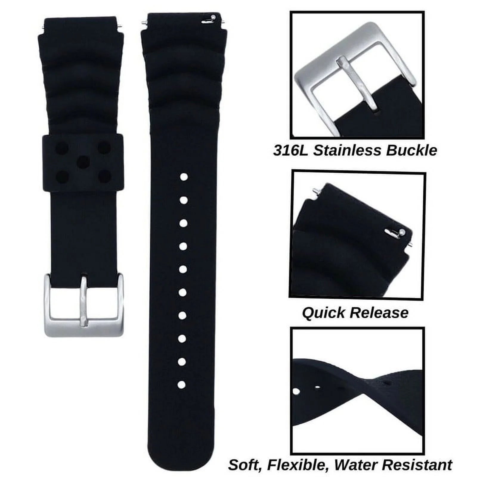 Silicone Watch Strap Compatible with Smartwatches and Traditional Watches - Alain Carnet Watch